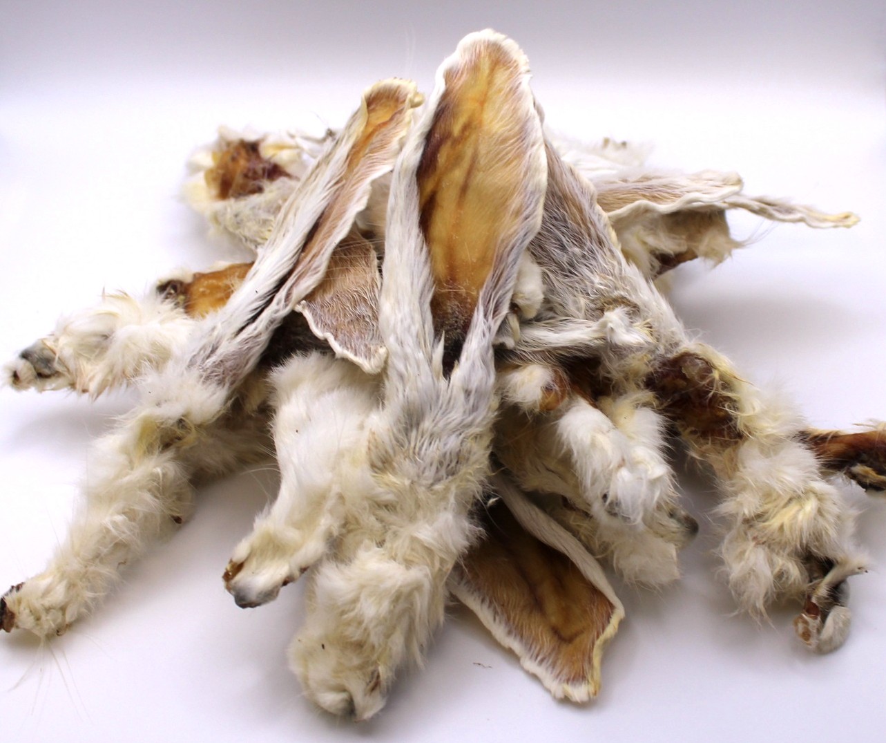 HoMi Haustier Snacks Onlineshop Hundefutter Kausnacks Kauartikel Hunde Kaninchenohren mit Fell getrocknet