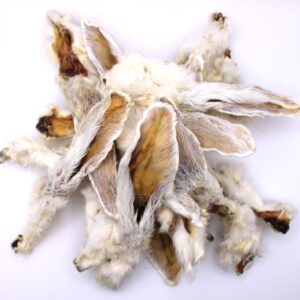 HoMi Haustier Snacks Onlineshop Hundefutter Kausnacks Kauartikel Hunde Kaninchenohren mit Fell getrocknet
