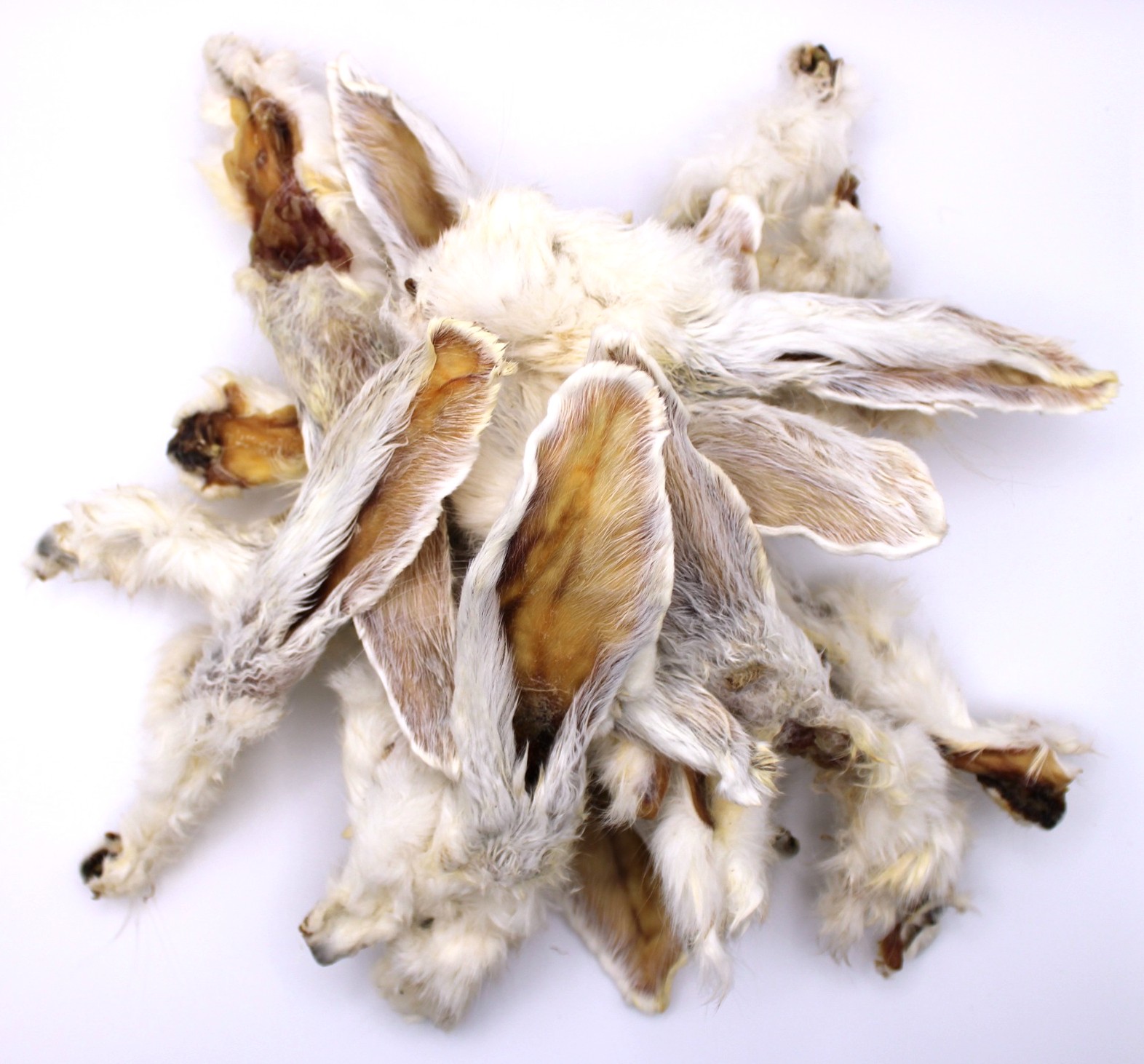 HoMi Haustier Snacks Onlineshop Hundefutter Kausnacks Kauartikel Hunde Kaninchenohren mit Fell getrocknet